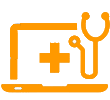 Medical laptop icon in orange
