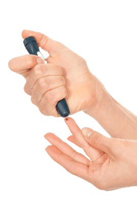Photo of woman's hands while she pricks her finger for a diabetes symptoms test