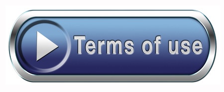 blue button with the words terms of use in grey on disclaimer policies and refund policies page