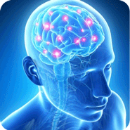 Drawing of person with electrical activity in brain and head