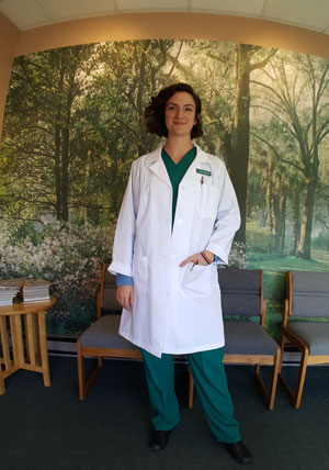 Dr Grace Cherubino in the reception room of The Spine Center