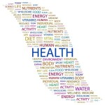 Colorful words in a pattern around the capitalized word health 