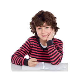 aaa7 Young boy writing in a notebook