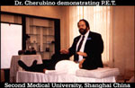 Dr Ron Cherubino demonstrating PET in Second Medical College Shanghai China