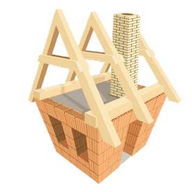 House under construction Drawing of the house with walls and roof unfinished