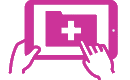 icon of tablet computer in pink