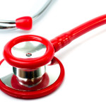 Close up of red stethoscope