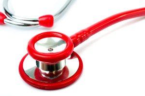 Close up of red stethoscope