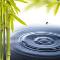 Relaxing therapy CHC Bamboo with pool of water rippled by a single drop of water