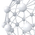 half-size-molecules-3-D White molecules in 3-D rendition on white background