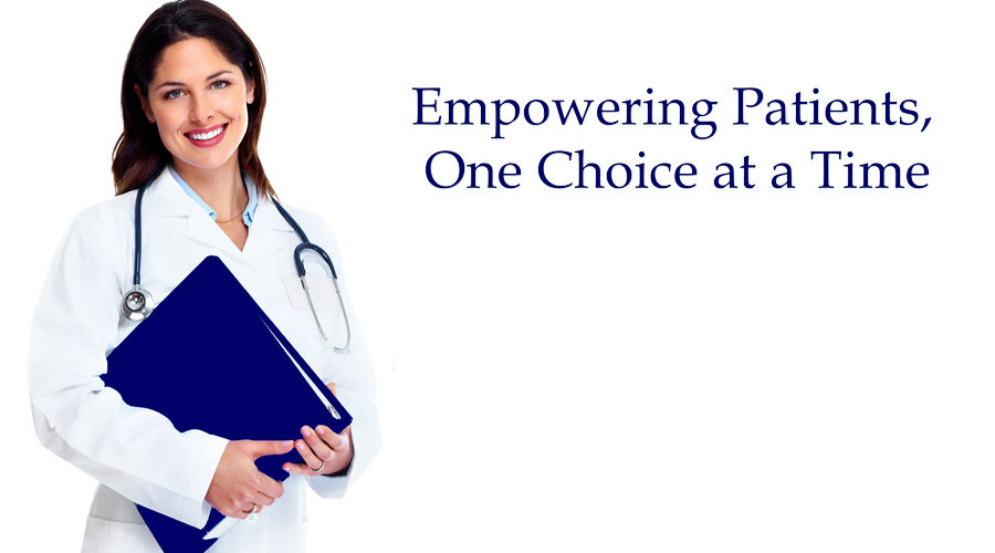 welcome-CHC-Home female doctor in white lab coat holding dark blue binder