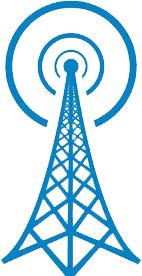 Sketch of a blue radio broadcast tower