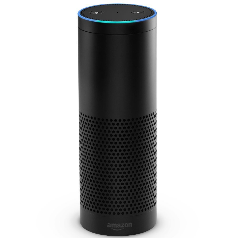 Close-up of Amazon Echo on white background
