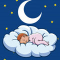 Drawing of baby sleeping on a cloud