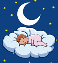 Drawing of baby sleeping on a cloud