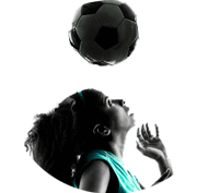 Woman about to be hit in the head with a soccer ball as a demonstration of how concussions occur