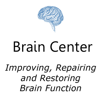 Brain center icon in blue