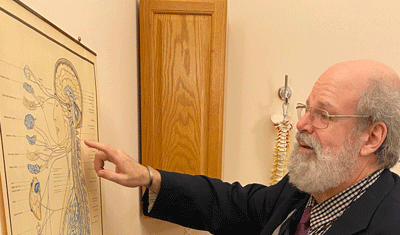 Dr Ron Cherubino teaching about the nervous system at Cherubino Health Center, Southborough Massachusetts.