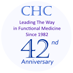 Image in blue of the 42nd anniversary seal for Cherubino Health Center Functional Medicine